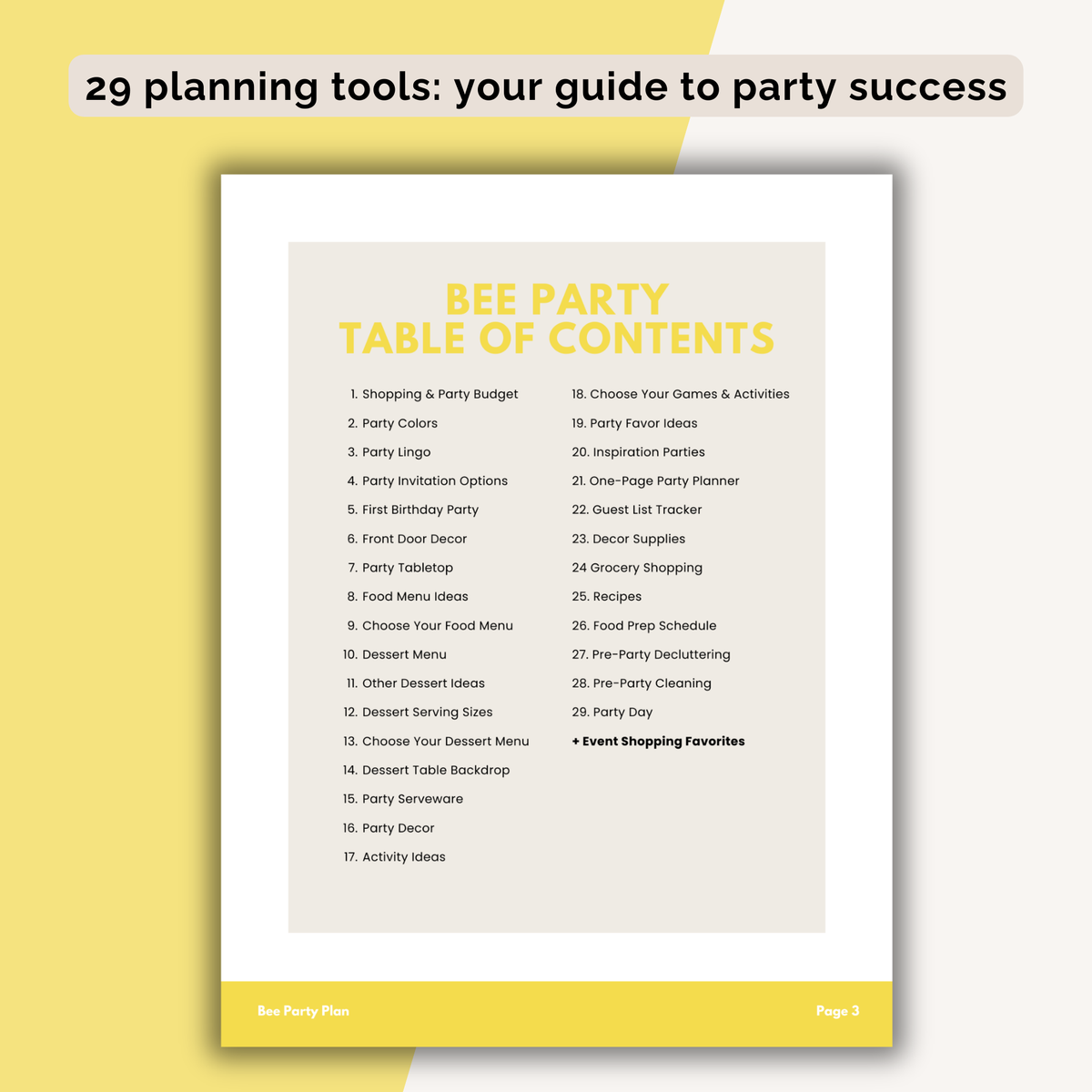 Bee Birthday Party Plan INSTANT DOWNLOAD