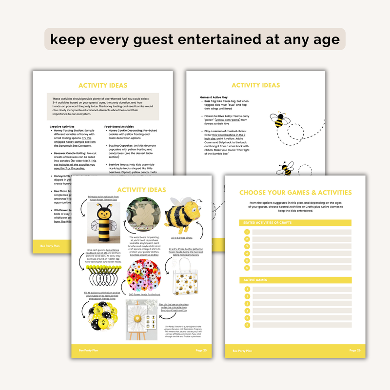 Bee Birthday Party Plan INSTANT DOWNLOAD