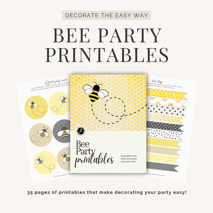 Bee Birthday Party Printables INSTANT DOWNLOAD