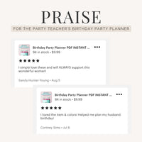 Birthday Party Planner INSTANT DOWNLOAD
