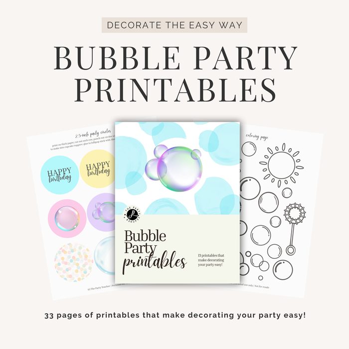 Bubble Birthday Party Printables INSTANT DOWNLOAD