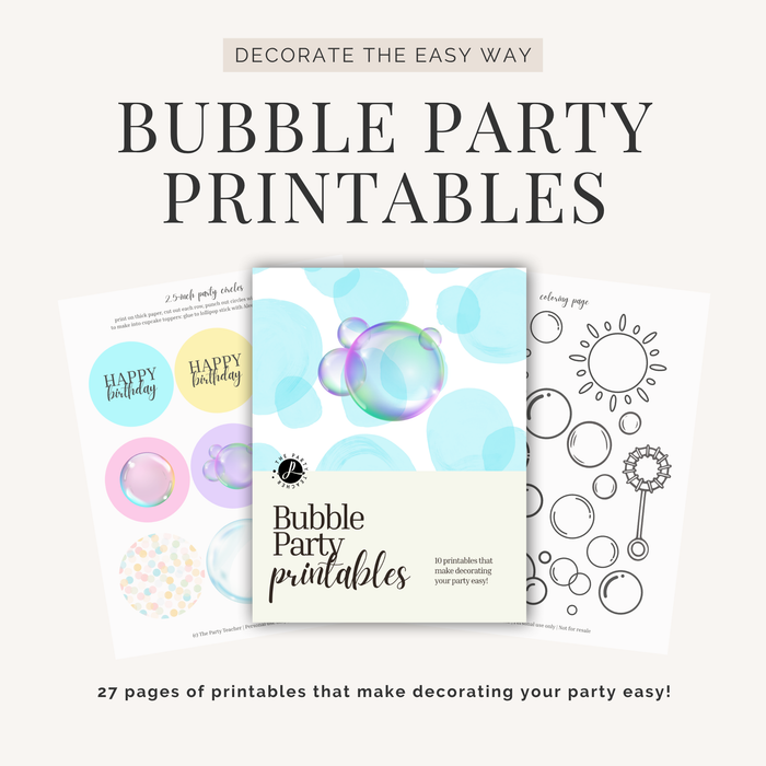 Bubble Birthday Party Printables INSTANT DOWNLOAD