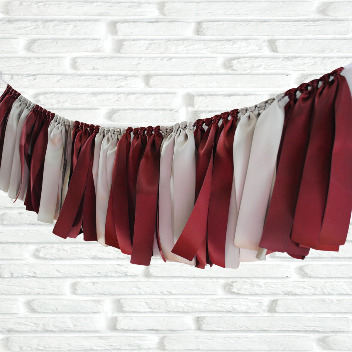 Burgundy silver ribbon bunting - The Party Teacher