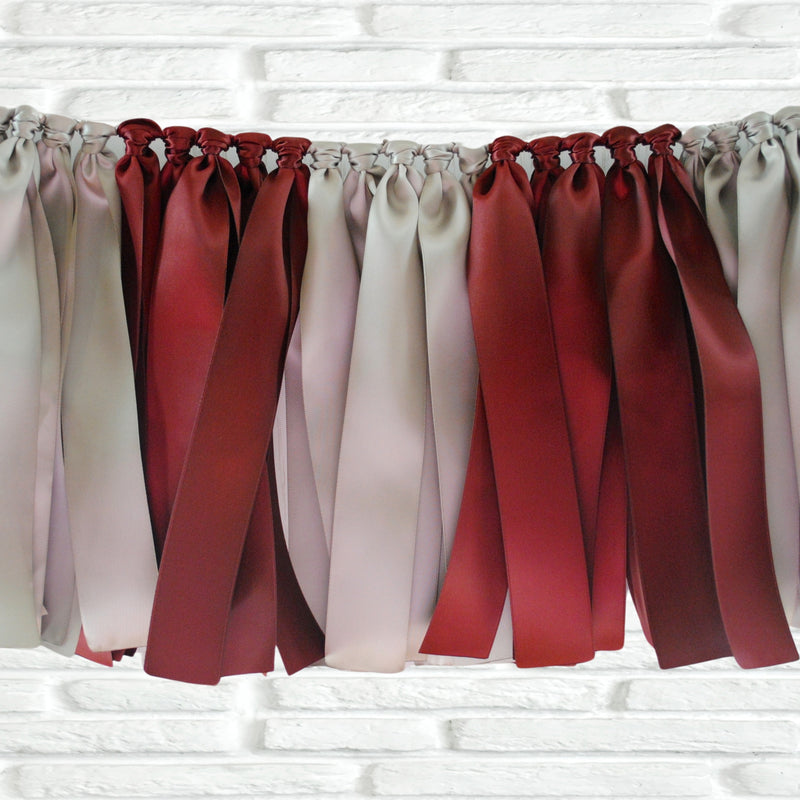 Burgundy silver ribbon bunting - The Party Teacher