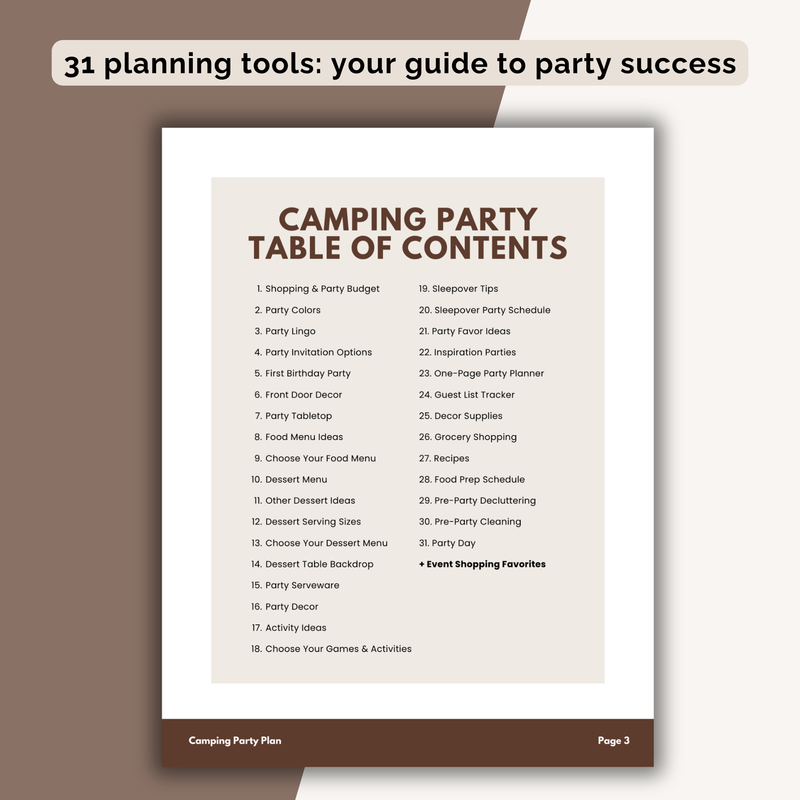 Camping Birthday Party Plan INSTANT DOWNLOAD