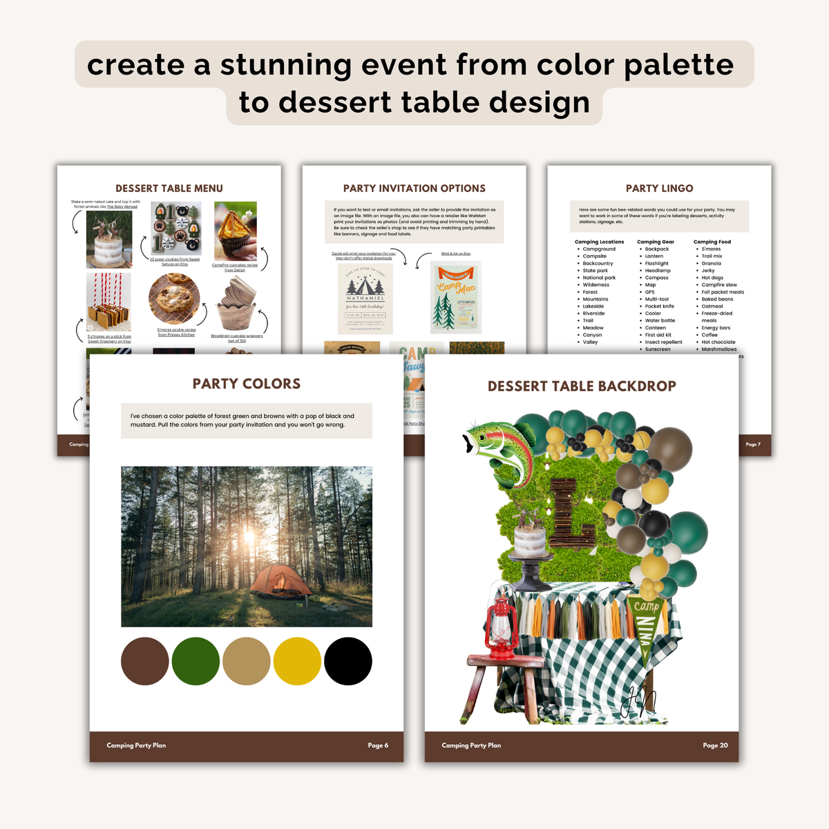Camping Birthday Party Plan INSTANT DOWNLOAD
