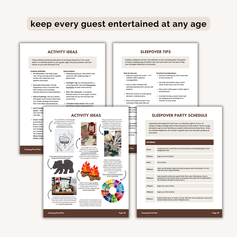 Camping Birthday Party Plan INSTANT DOWNLOAD