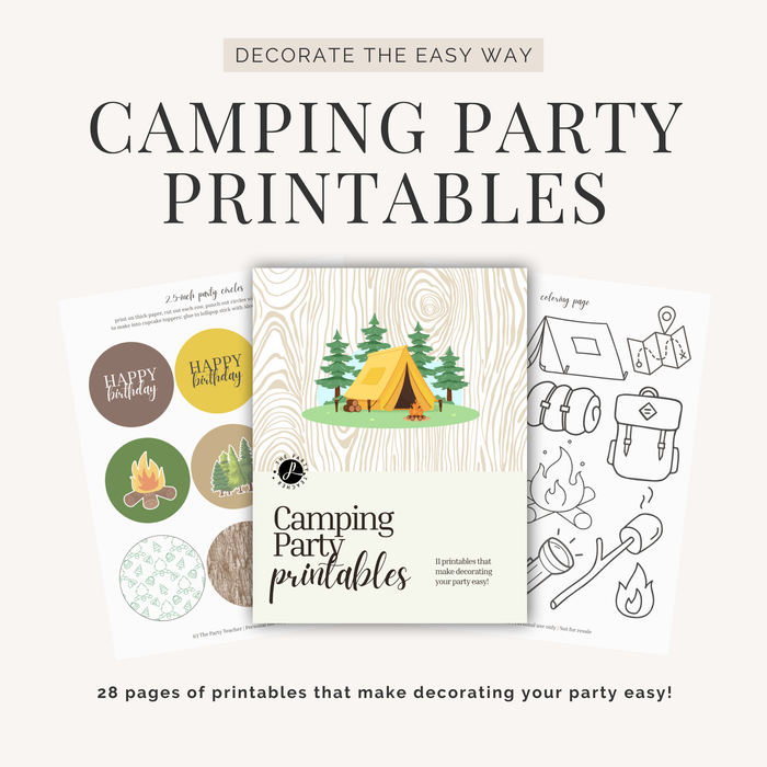 Camping Birthday Party Printables INSTANT DOWNLOAD