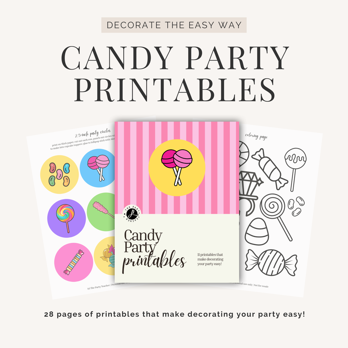 Candy Birthday Party Printables INSTANT DOWNLOAD