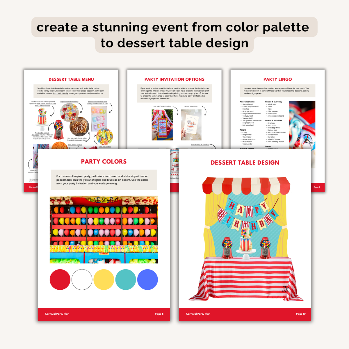 Carnival Birthday Party Plan INSTANT DOWNLOAD