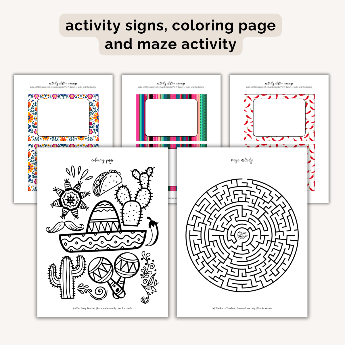 Cinco de Mayo Party Printables INSTANT DOWNLOAD