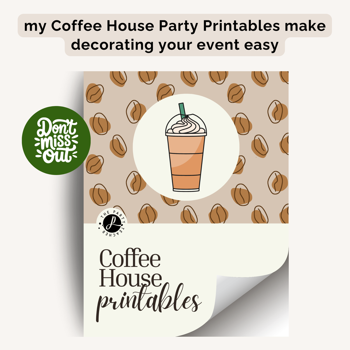 Coffee House Birthday Party Plan INSTANT DOWNLOAD