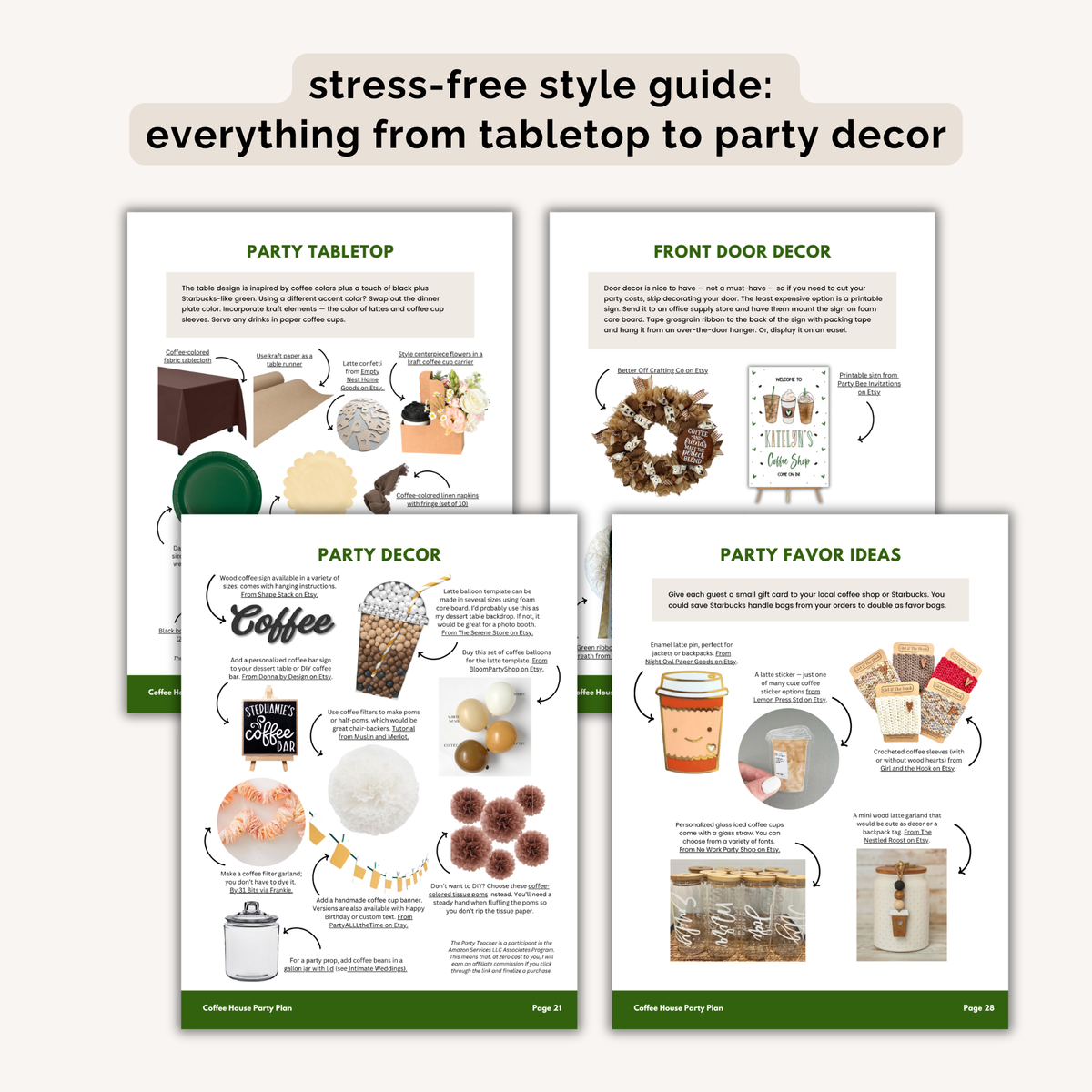 Coffee House Birthday Party Plan INSTANT DOWNLOAD