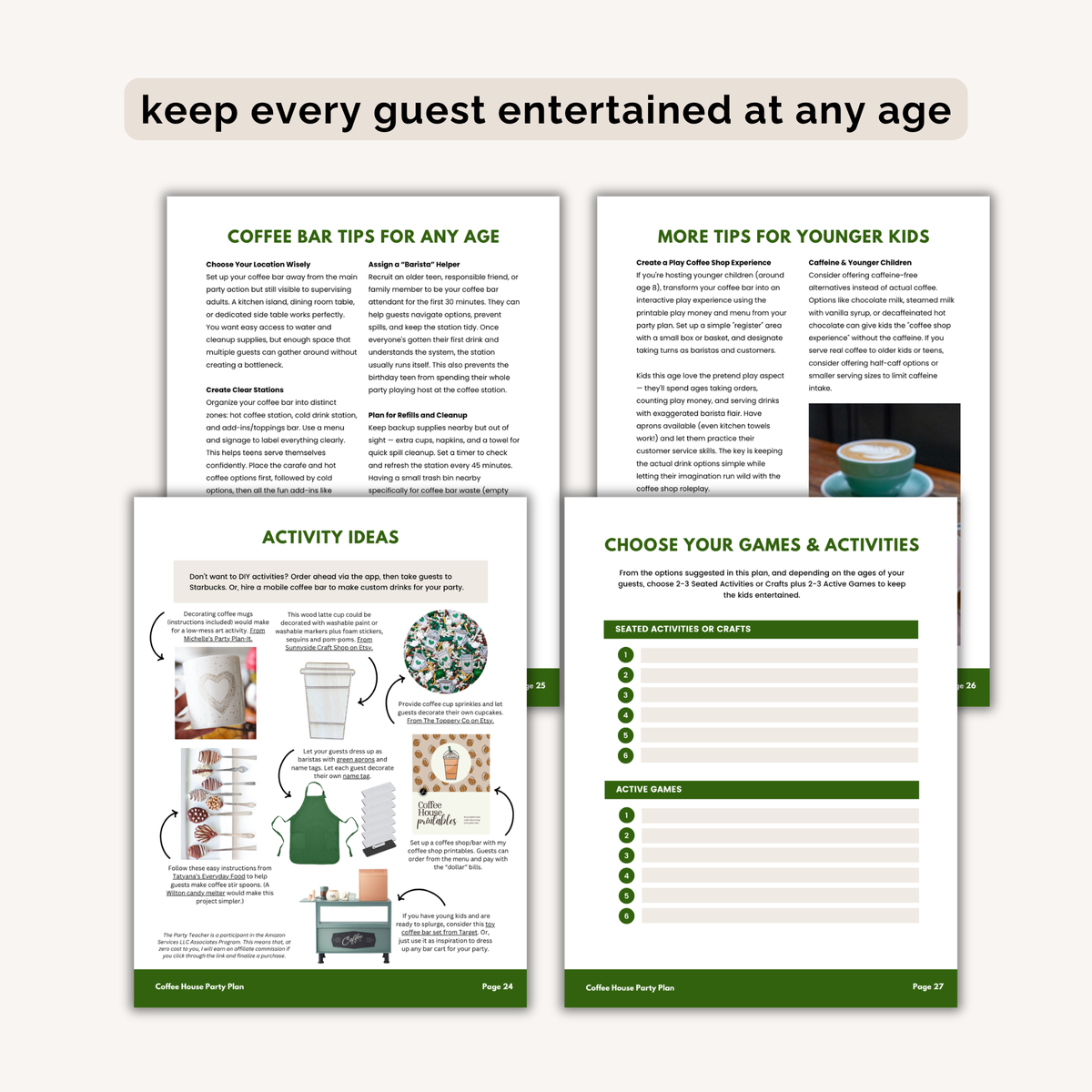 Coffee House Birthday Party Plan INSTANT DOWNLOAD