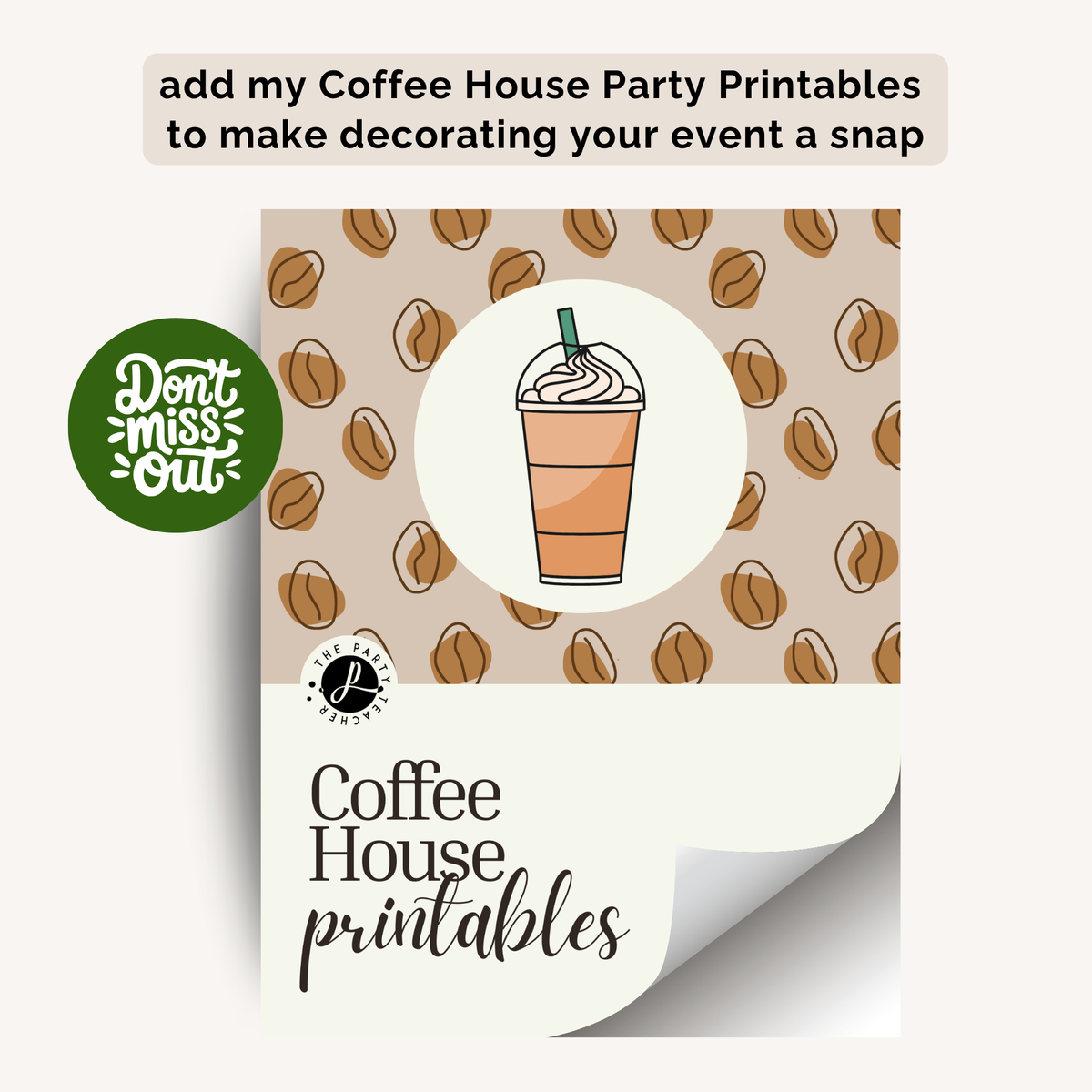 Coffee House Birthday Party Plan INSTANT DOWNLOAD