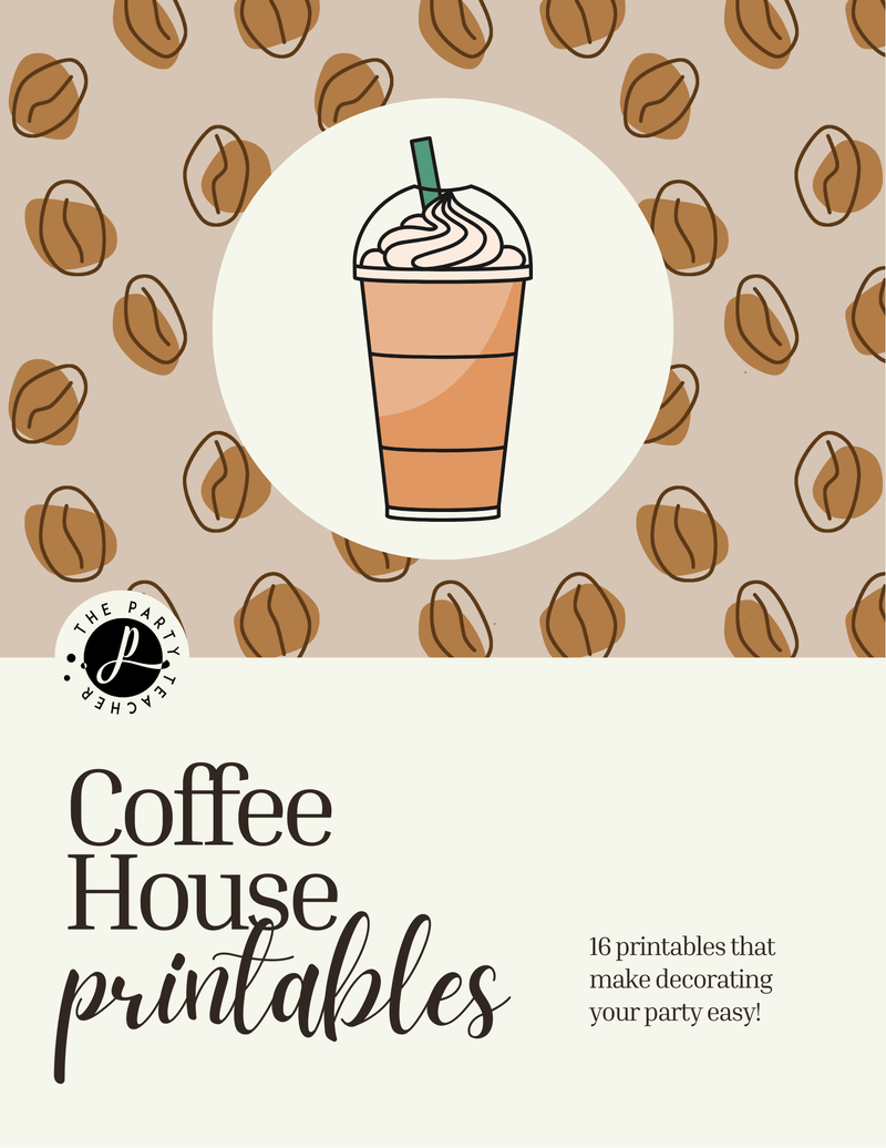 Coffee House Birthday Party Printables INSTANT DOWNLOAD