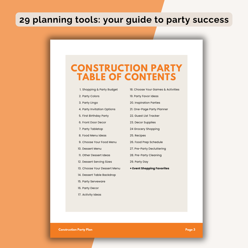 Construction Birthday Party Plan INSTANT DOWNLOAD