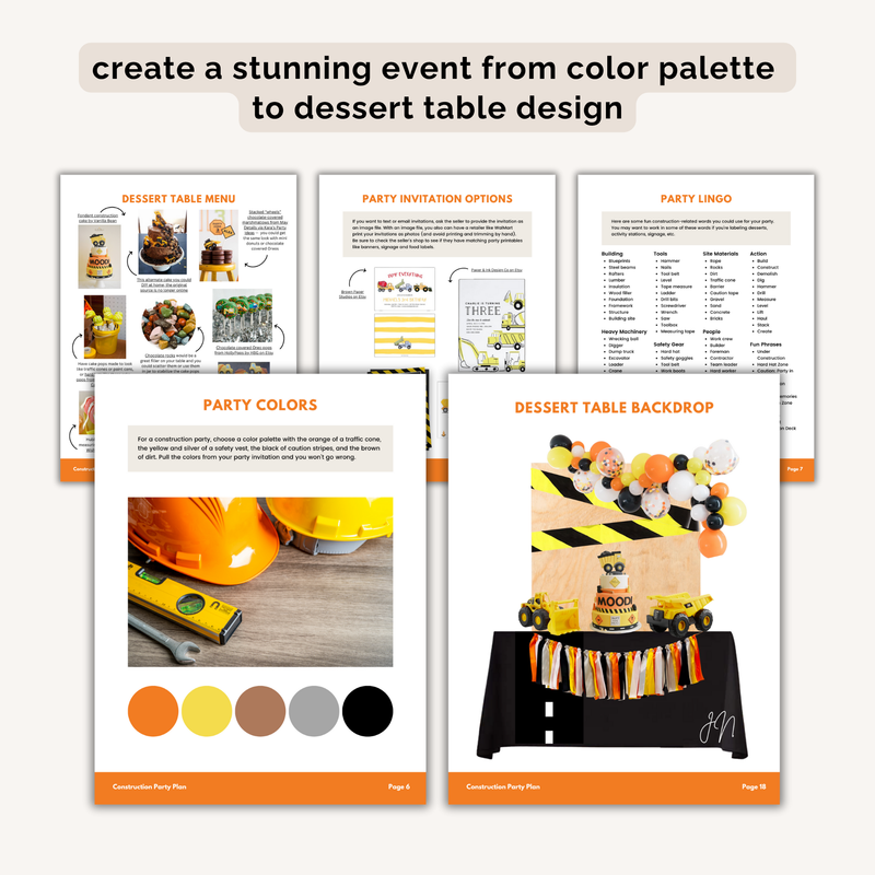 Construction Birthday Party Plan INSTANT DOWNLOAD
