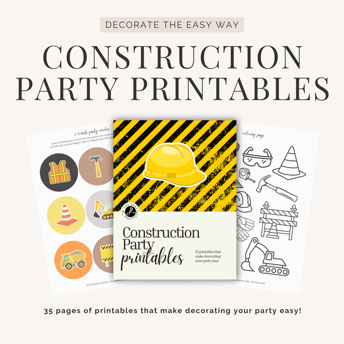 Construction Birthday Party Printables INSTANT DOWNLOAD
