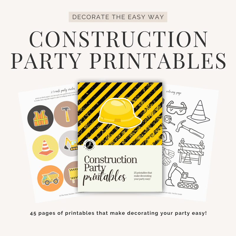 Construction Birthday Party Printables INSTANT DOWNLOAD