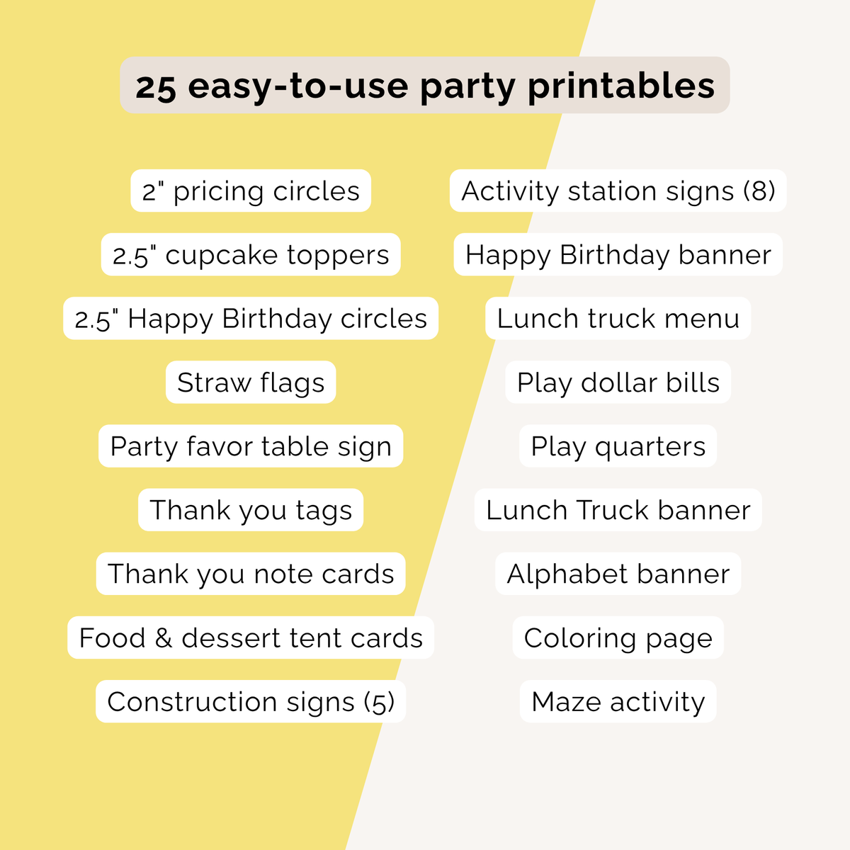 Construction Birthday Party Printables INSTANT DOWNLOAD