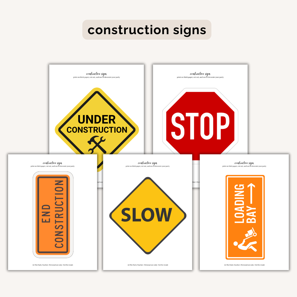 Construction Birthday Party Printables INSTANT DOWNLOAD