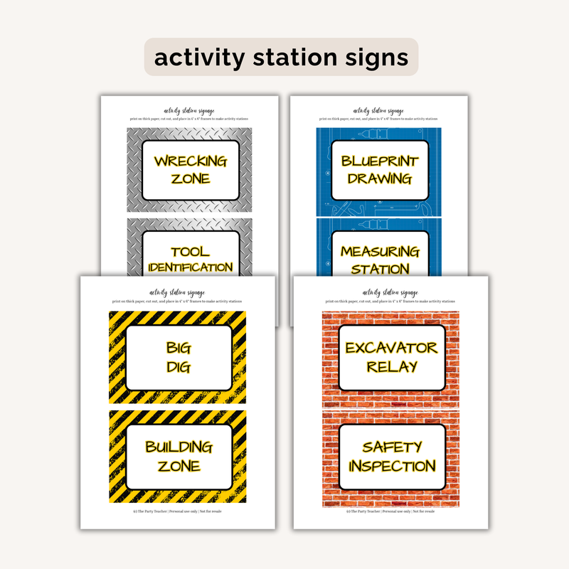 Construction Birthday Party Printables INSTANT DOWNLOAD