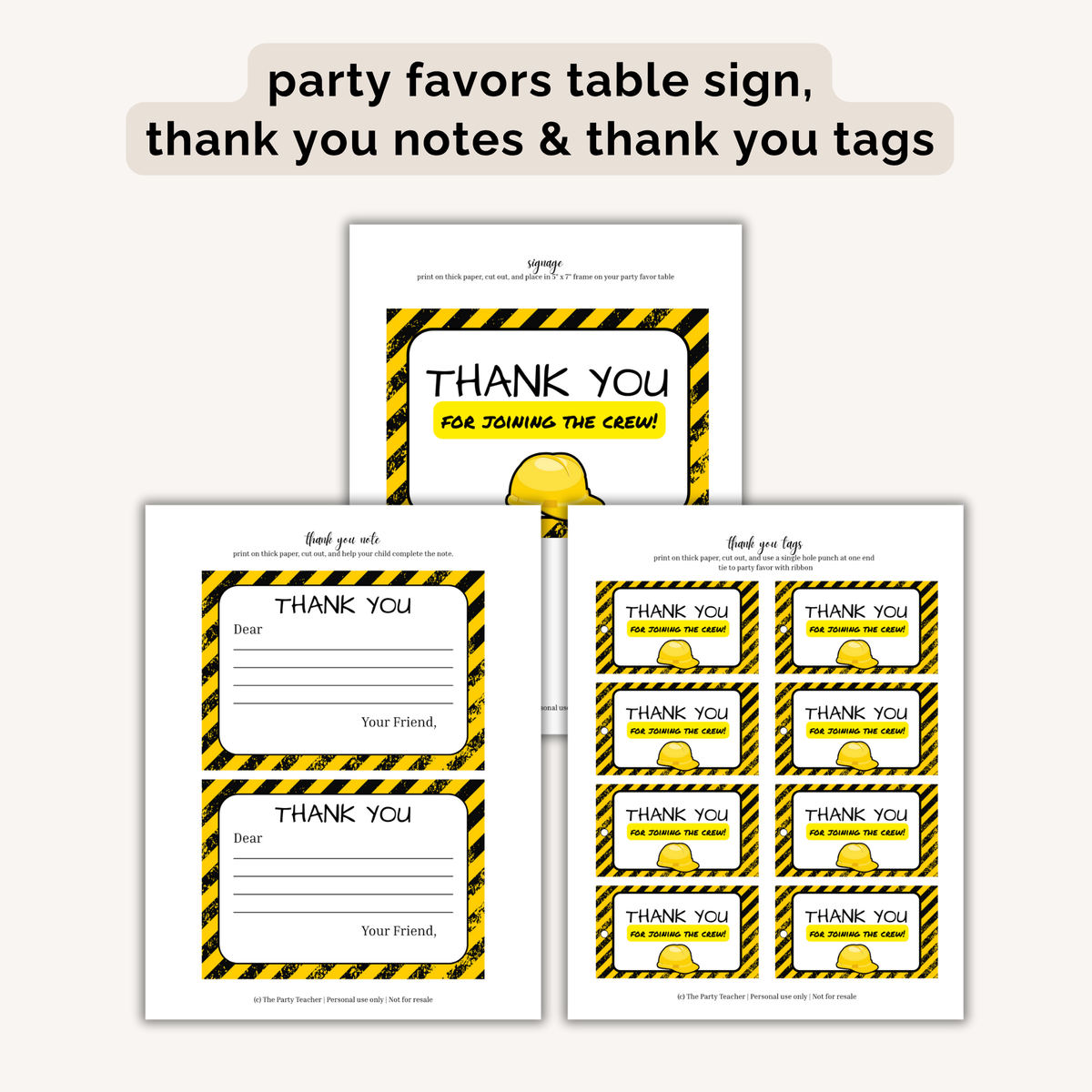 Construction Birthday Party Printables INSTANT DOWNLOAD