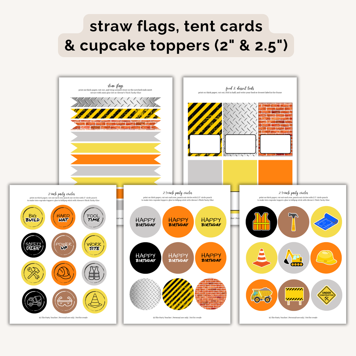 Construction Birthday Party Printables INSTANT DOWNLOAD
