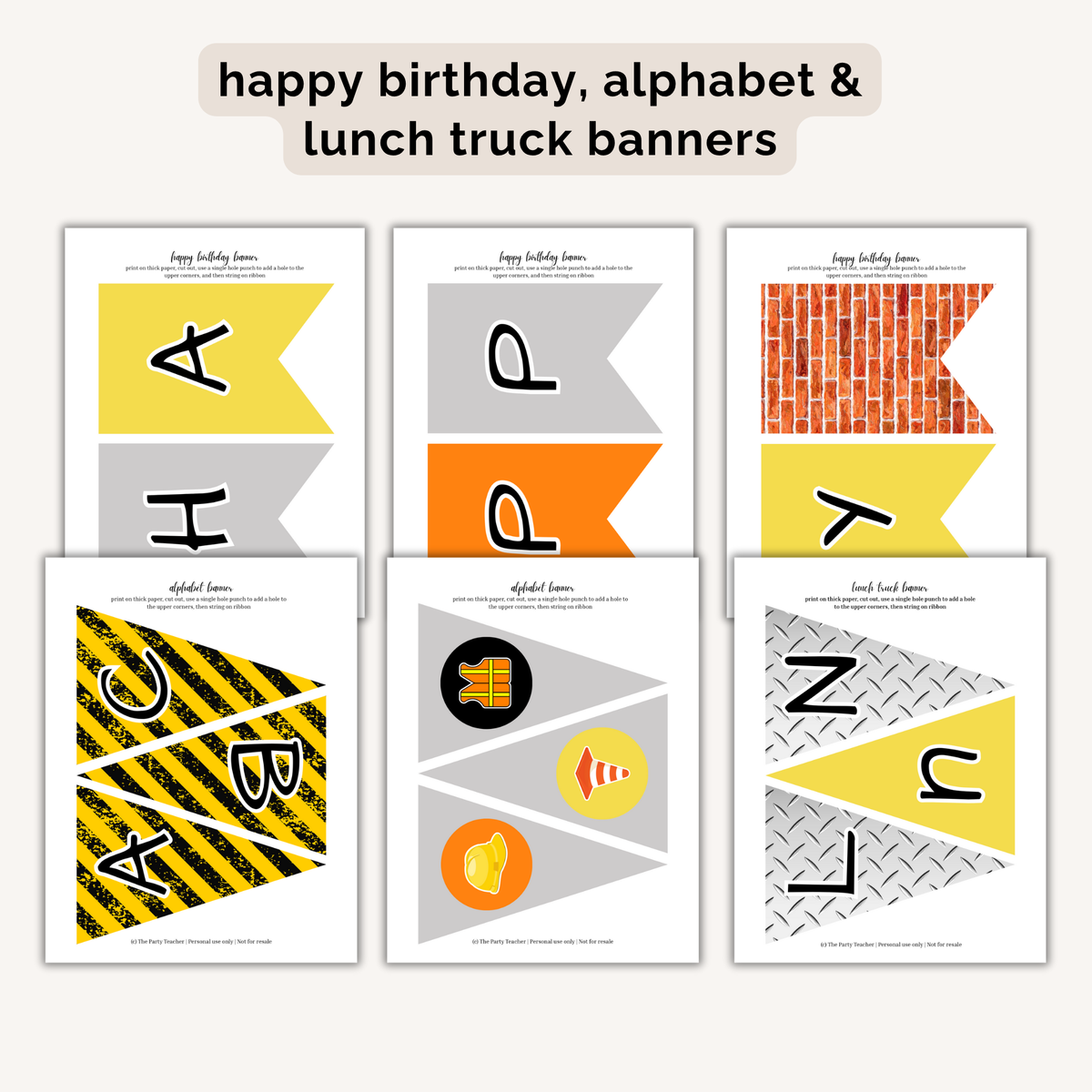 Construction Birthday Party Printables INSTANT DOWNLOAD