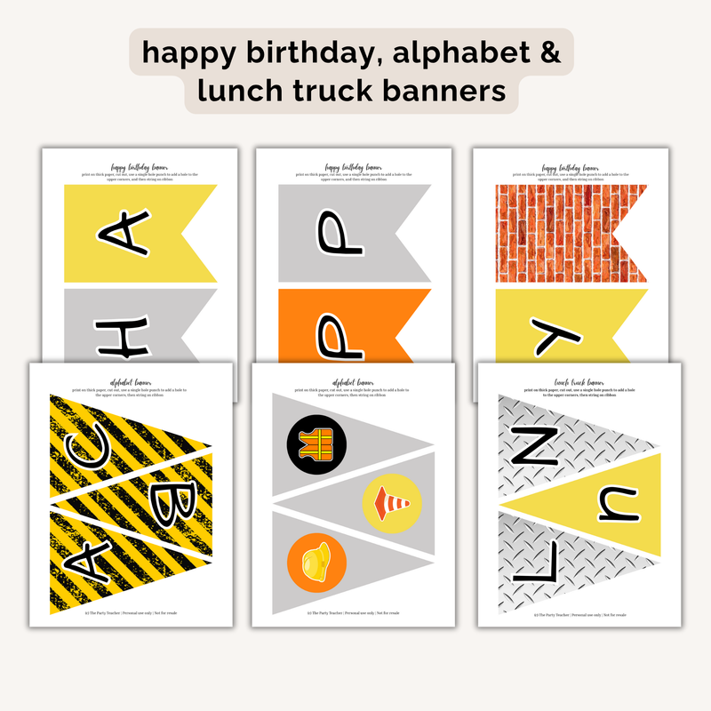 Construction Birthday Party Printables INSTANT DOWNLOAD