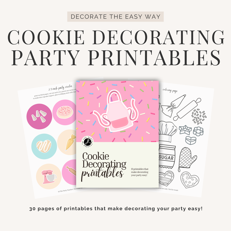 Cookie Decorating Birthday Party Printables INSTANT DOWNLOAD