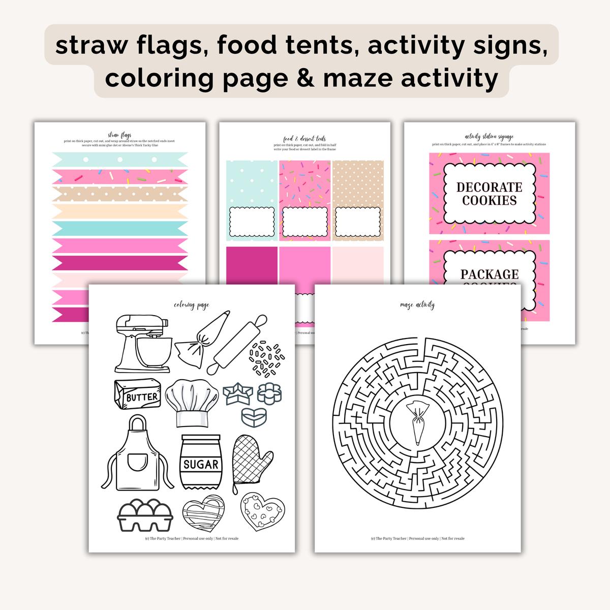 Cookie Decorating Birthday Party Printables INSTANT DOWNLOAD