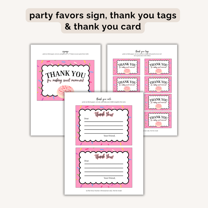 Cookie Decorating Birthday Party Printables INSTANT DOWNLOAD