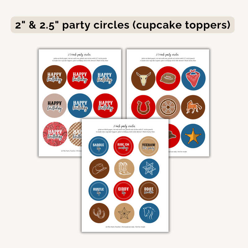 Cowboy Birthday Party Printables INSTANT DOWNLOAD