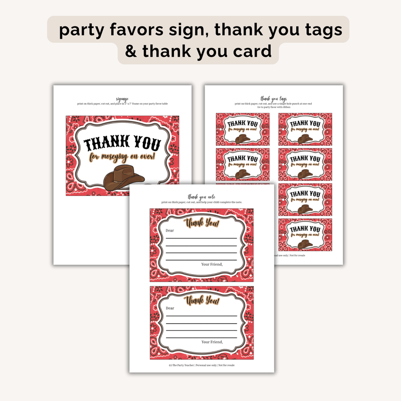 Cowboy Birthday Party Printables INSTANT DOWNLOAD