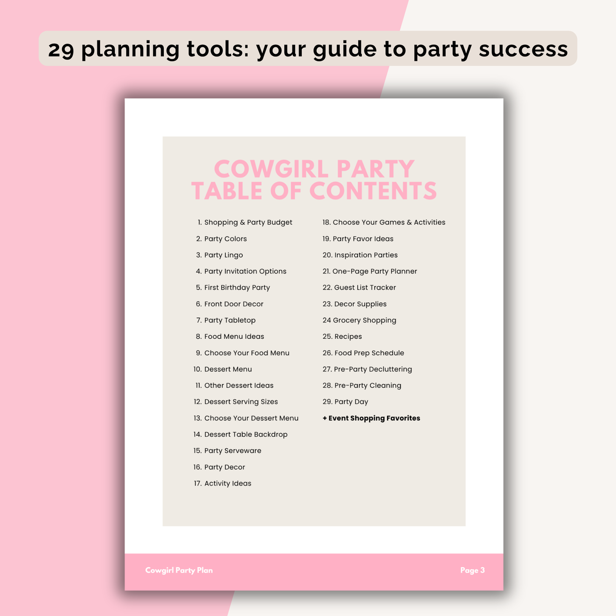 Cowgirl Birthday Party Plan INSTANT DOWNLOAD