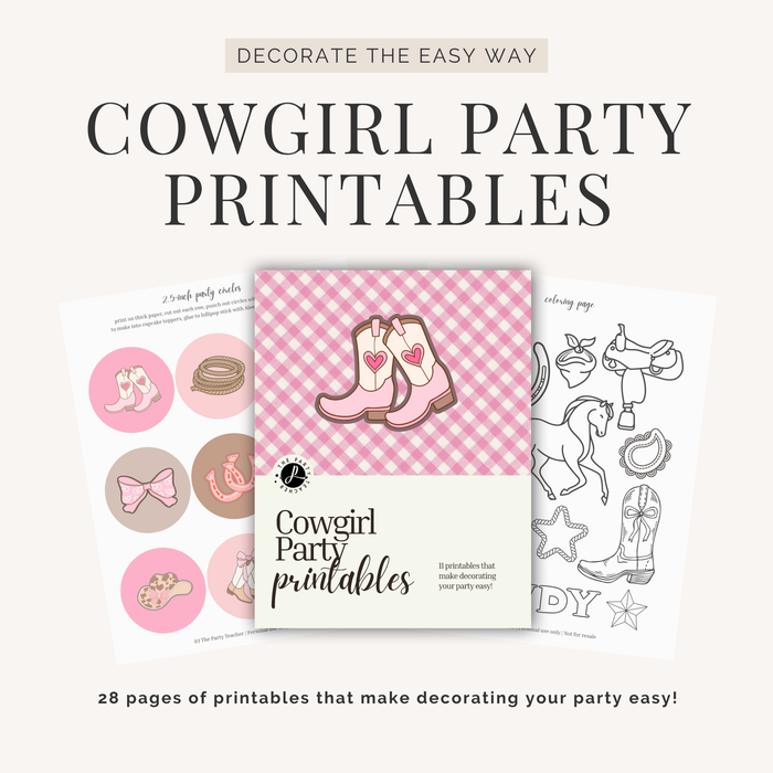 Cowgirl Birthday Party Printables INSTANT DOWNLOAD