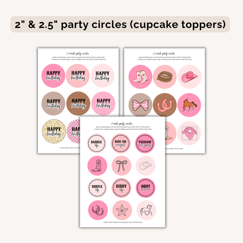 Cowgirl Birthday Party Printables INSTANT DOWNLOAD