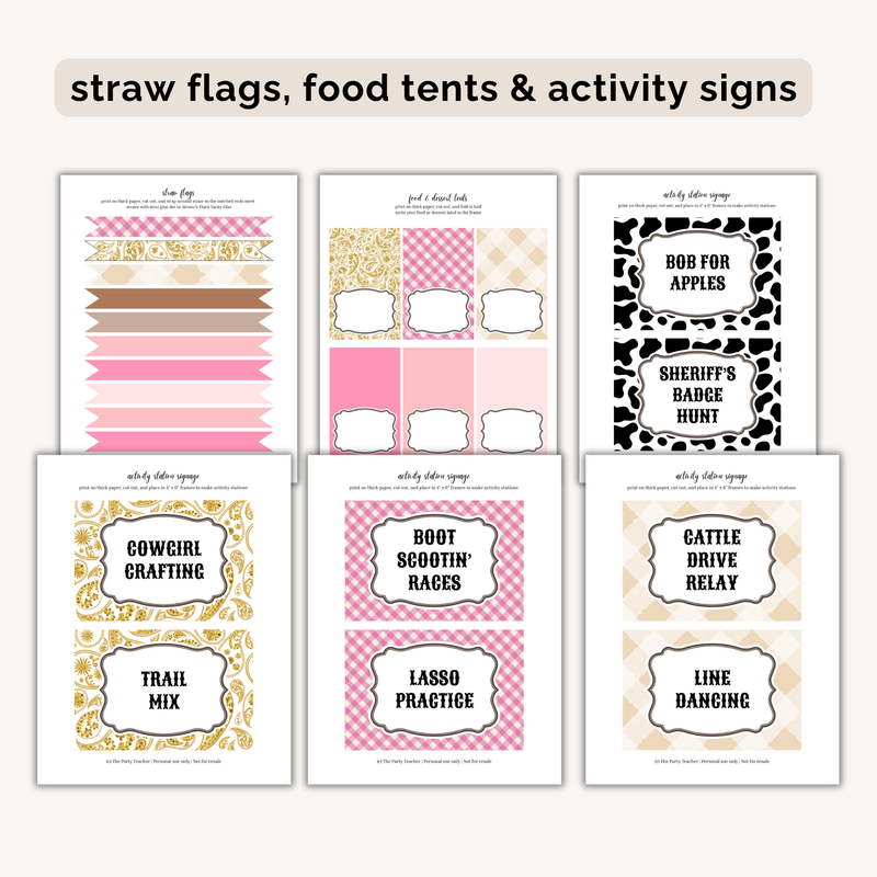 Cowgirl Birthday Party Printables INSTANT DOWNLOAD