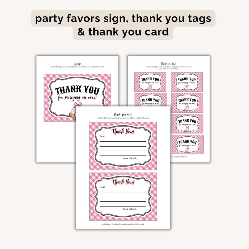 Cowgirl Birthday Party Printables INSTANT DOWNLOAD