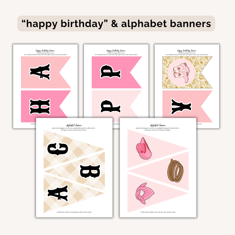 Cowgirl Birthday Party Printables INSTANT DOWNLOAD