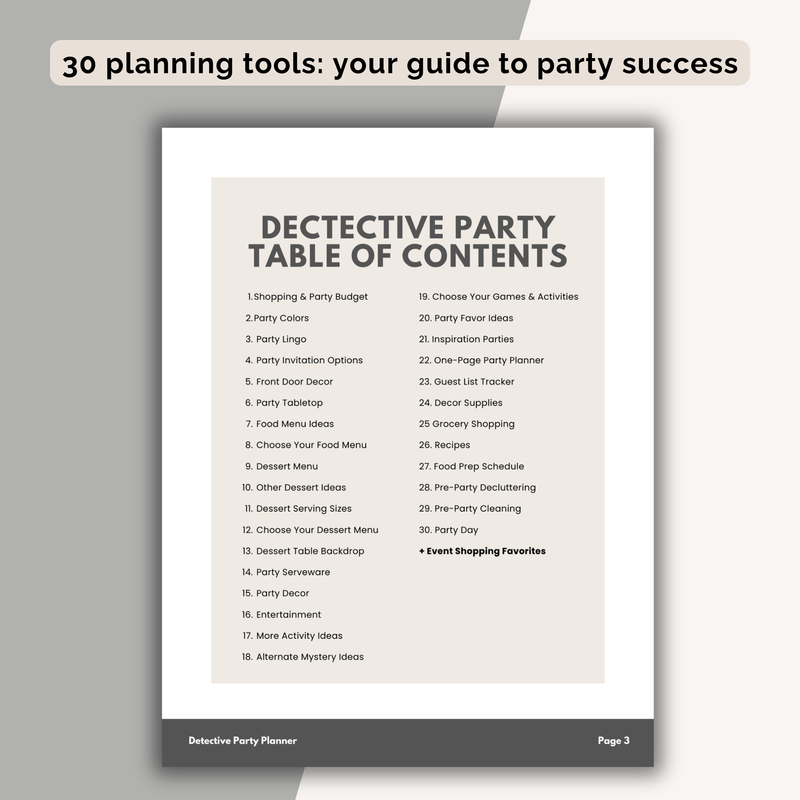 Detective Birthday Party Plan INSTANT DOWNLOAD