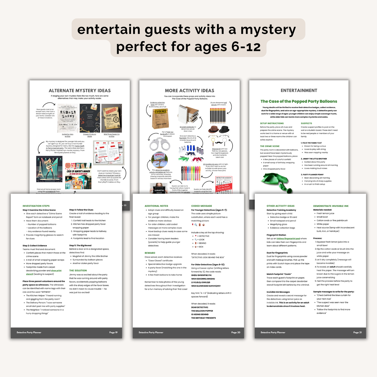 Detective Birthday Party Plan INSTANT DOWNLOAD
