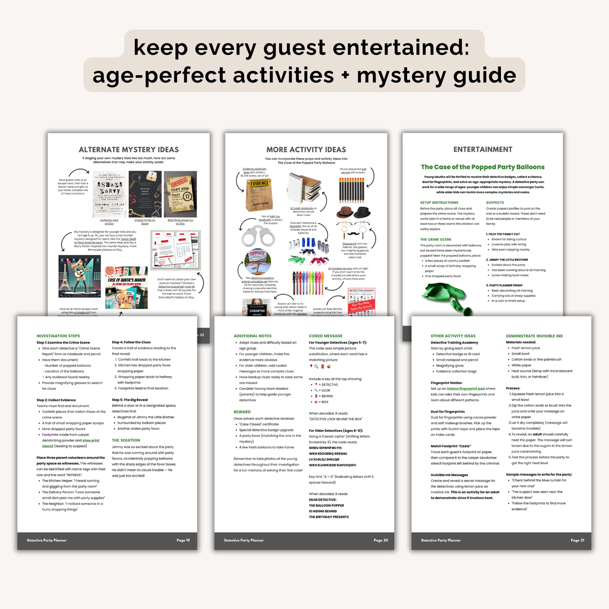 Detective Birthday Party Plan INSTANT DOWNLOAD
