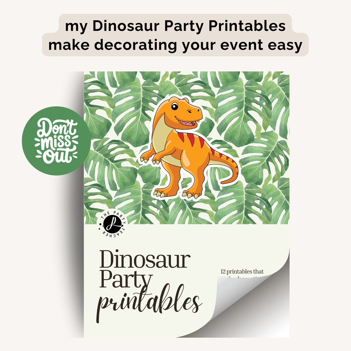 Dinosaur Birthday Party Plan (Ages 3-6) INSTANT DOWNLOAD
