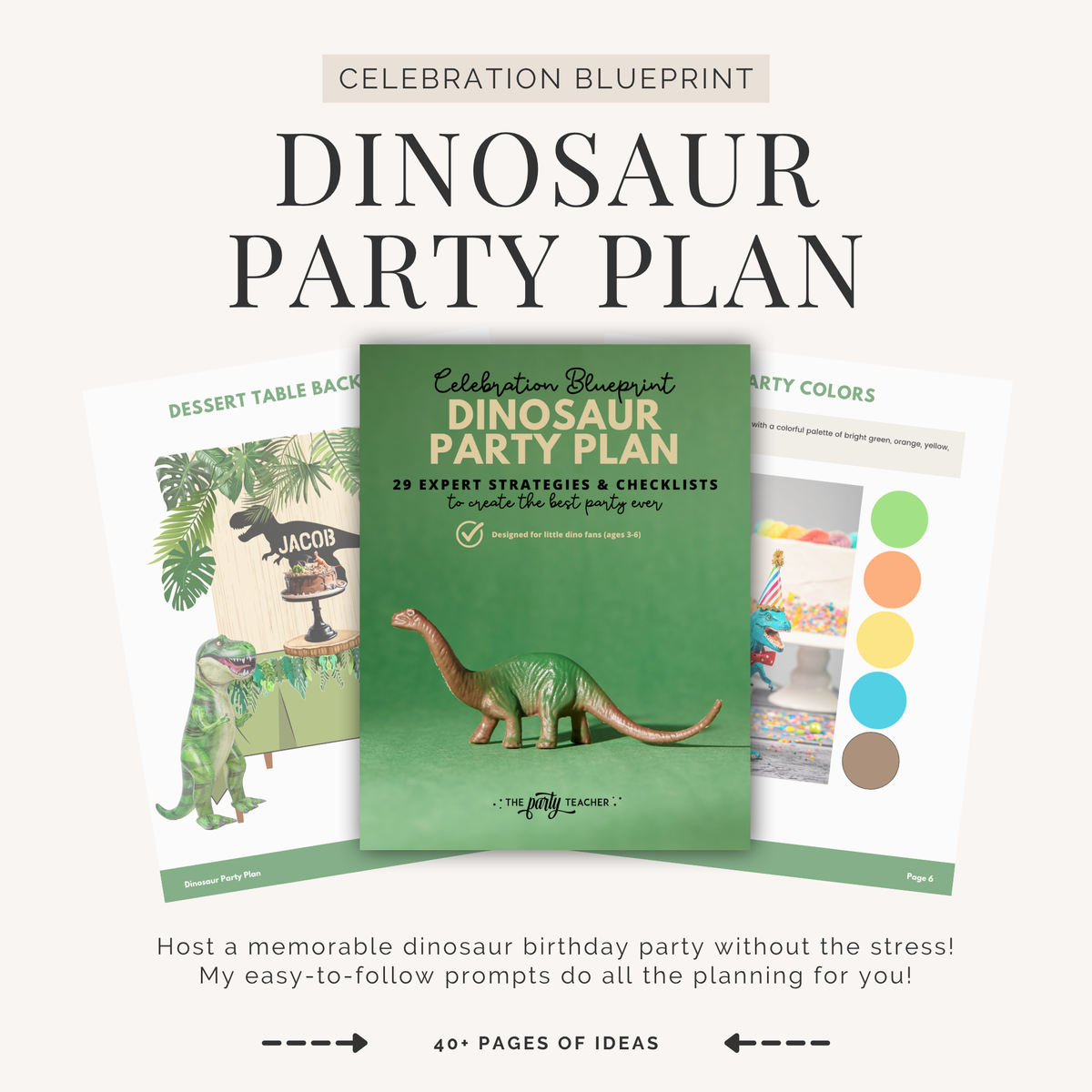 Dinosaur Birthday Party Plan (Ages 3-6) INSTANT DOWNLOAD