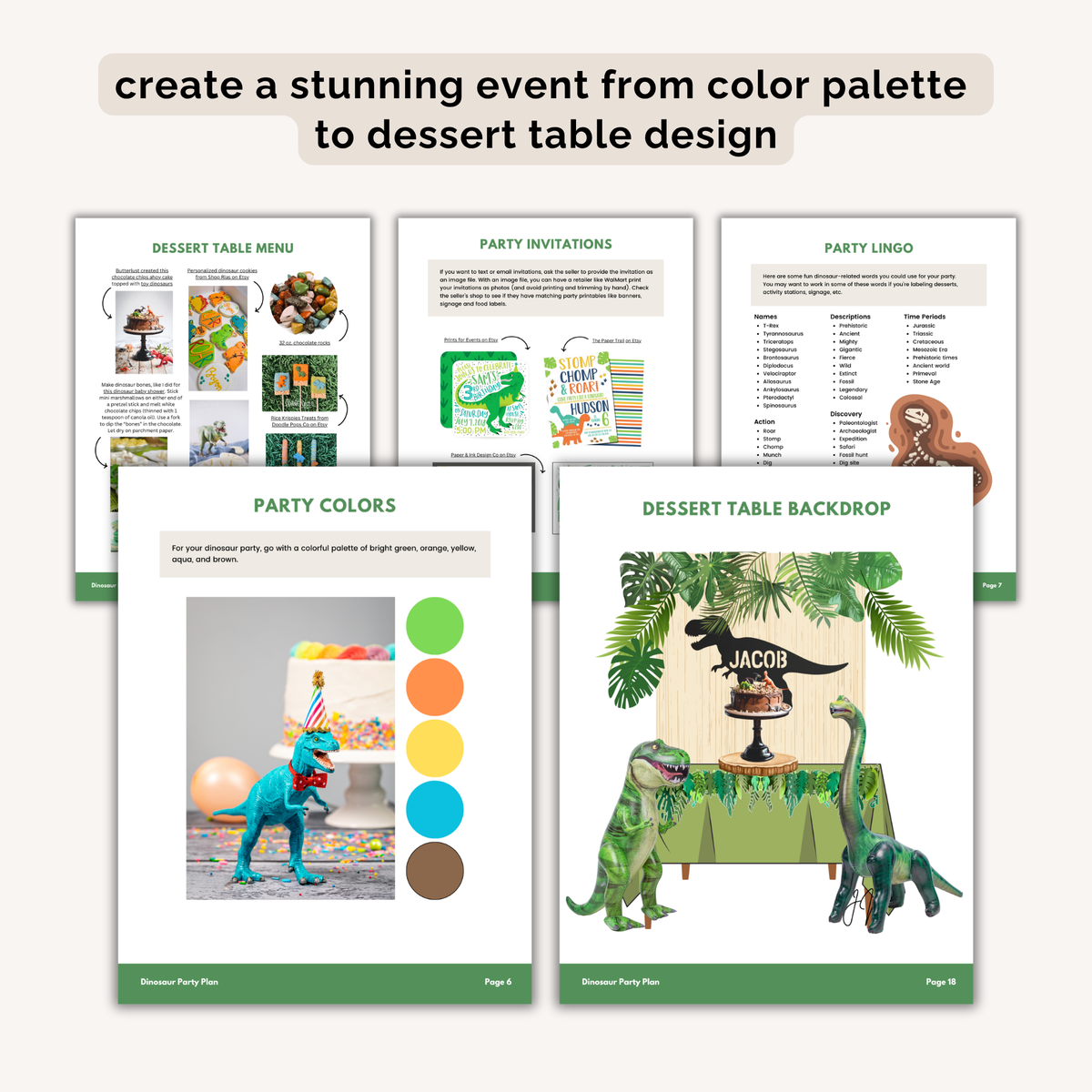 Dinosaur Birthday Party Plan (Ages 3-6) INSTANT DOWNLOAD