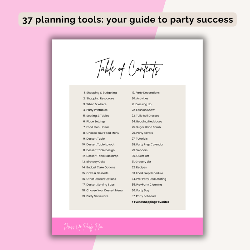 Dress Up Birthday Party Plan INSTANT DOWNLOAD