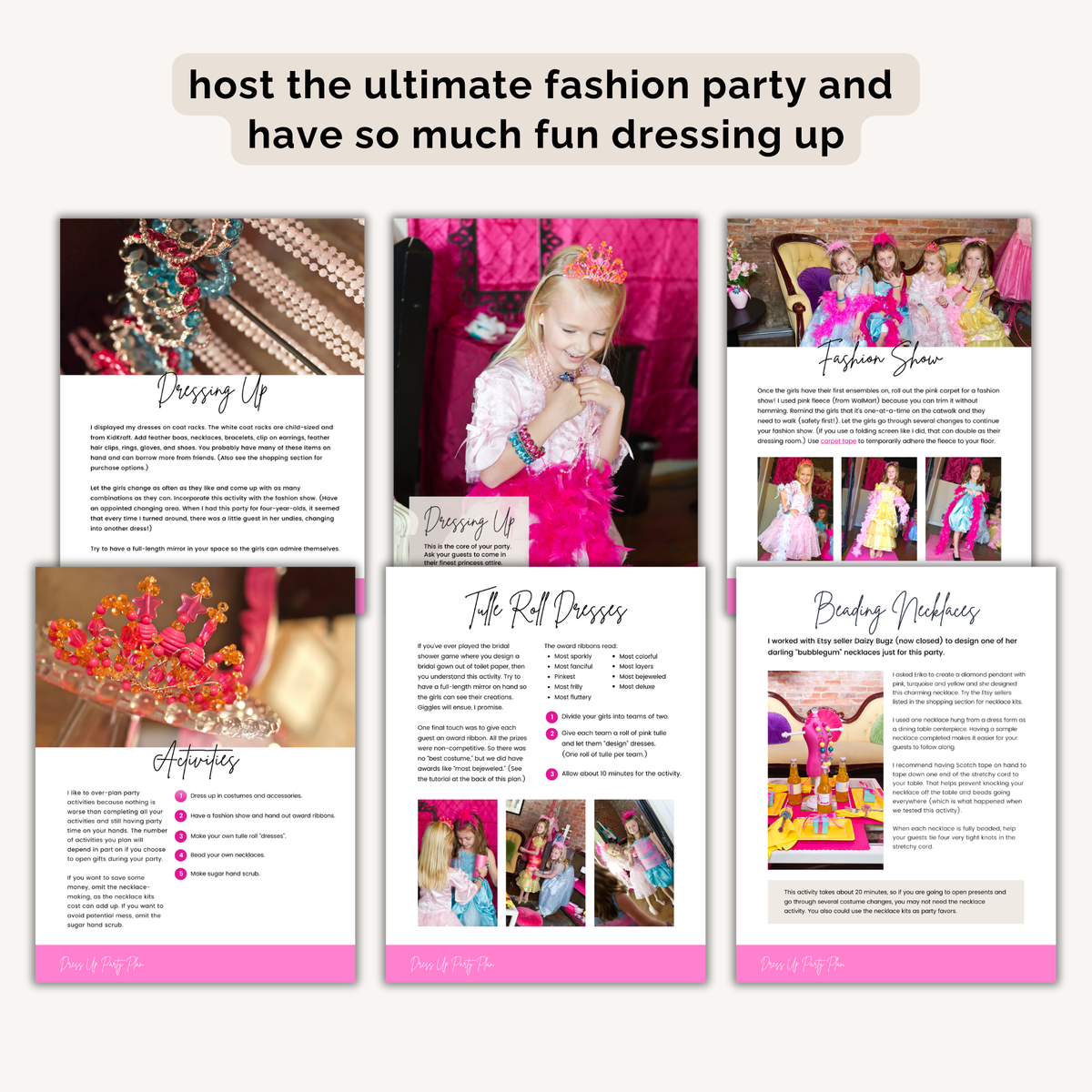 Dress Up Birthday Party Plan INSTANT DOWNLOAD